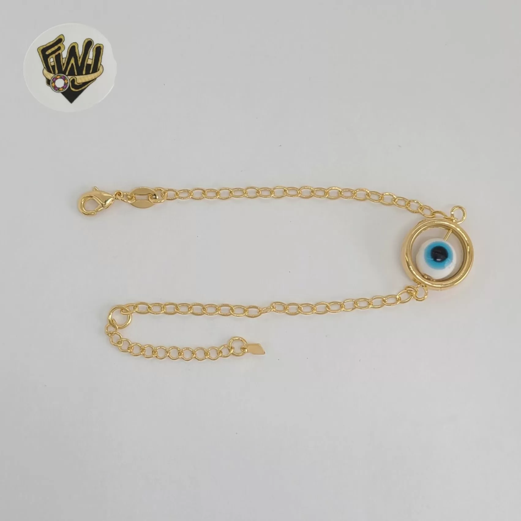 (1-0658) Gold Laminate - 2.5mm Evil Eye Link Bracelet - BGF