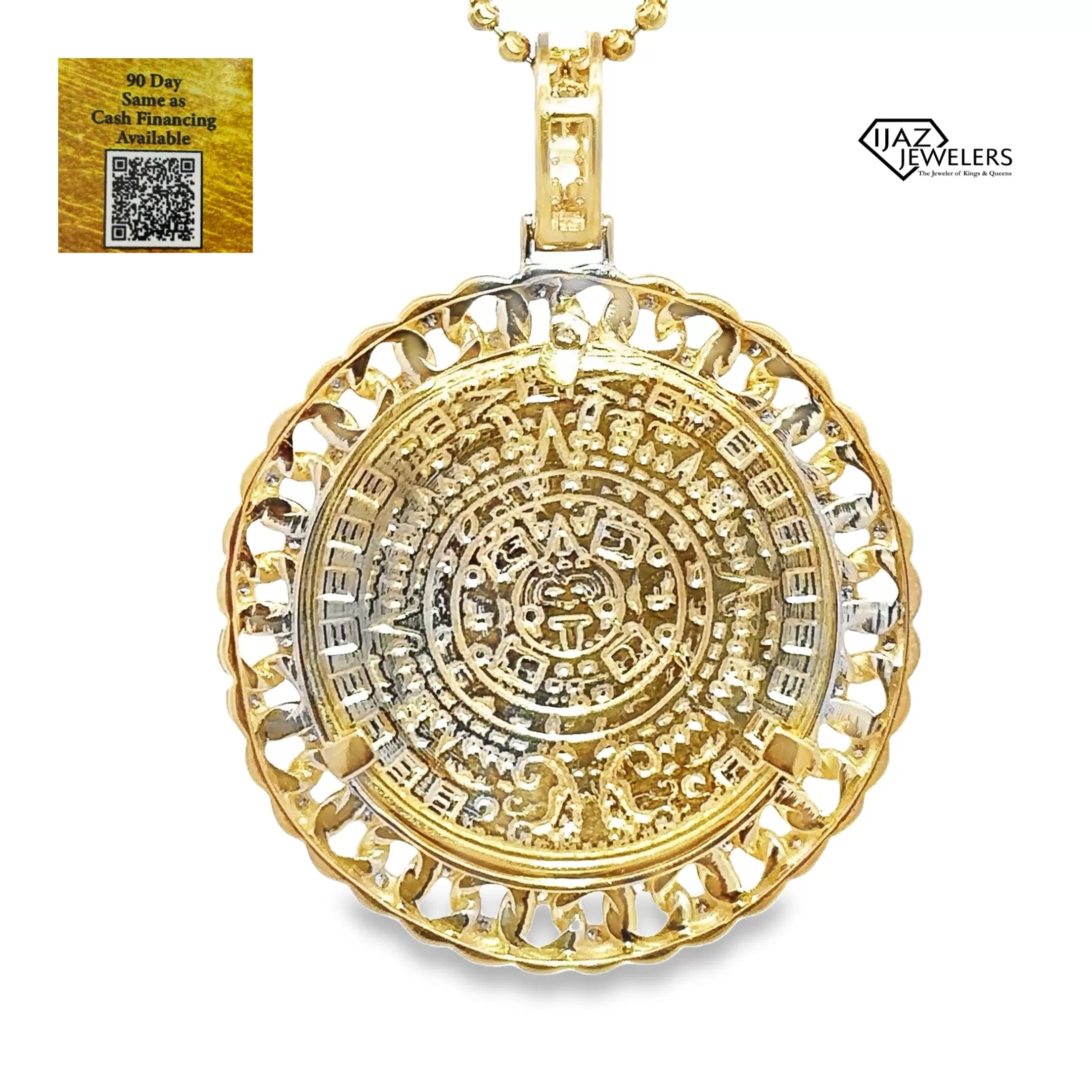 10K Gold 1.00 CTW Diamond Aztec Calendar Charm