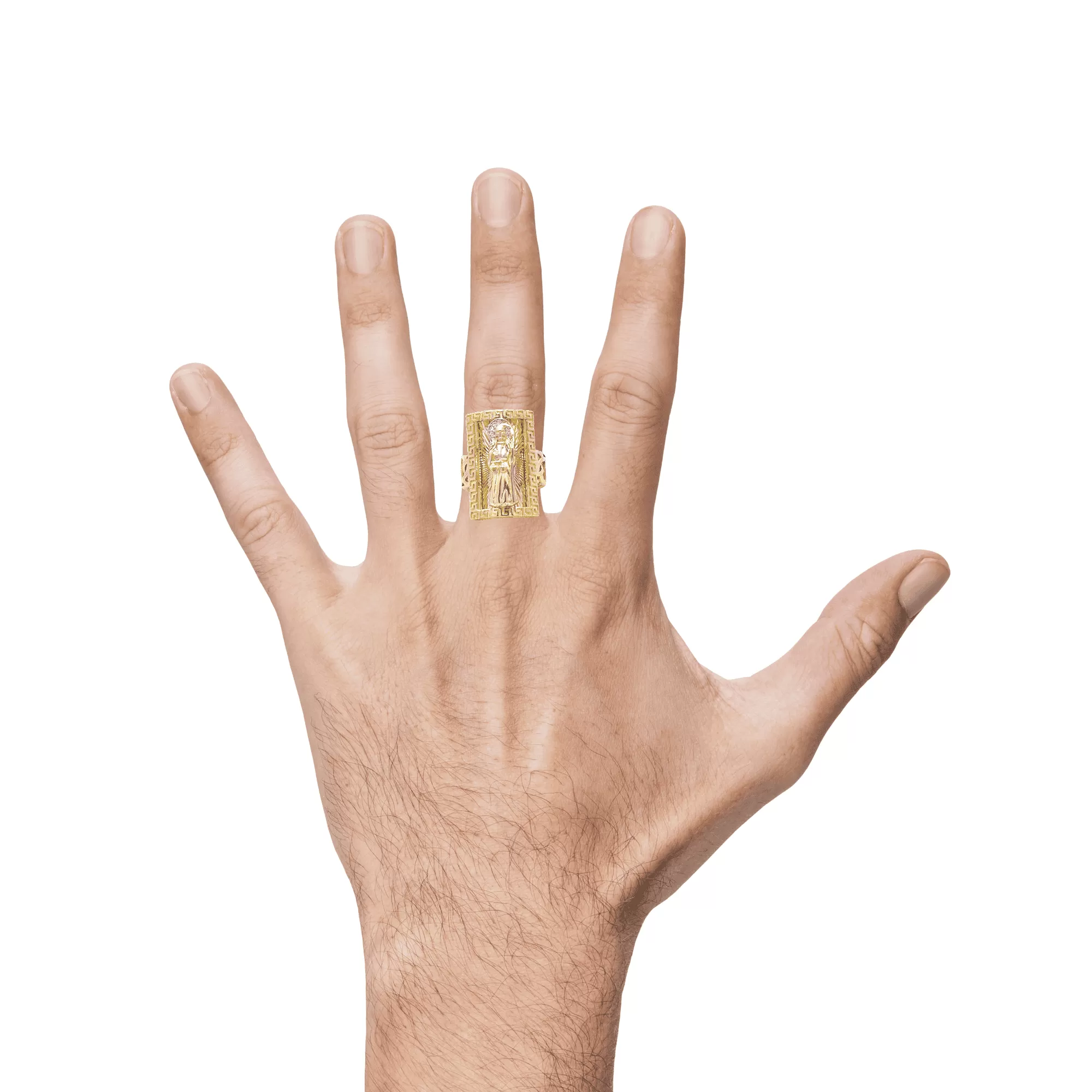 10K Gold CZ Santa Muerte Ring