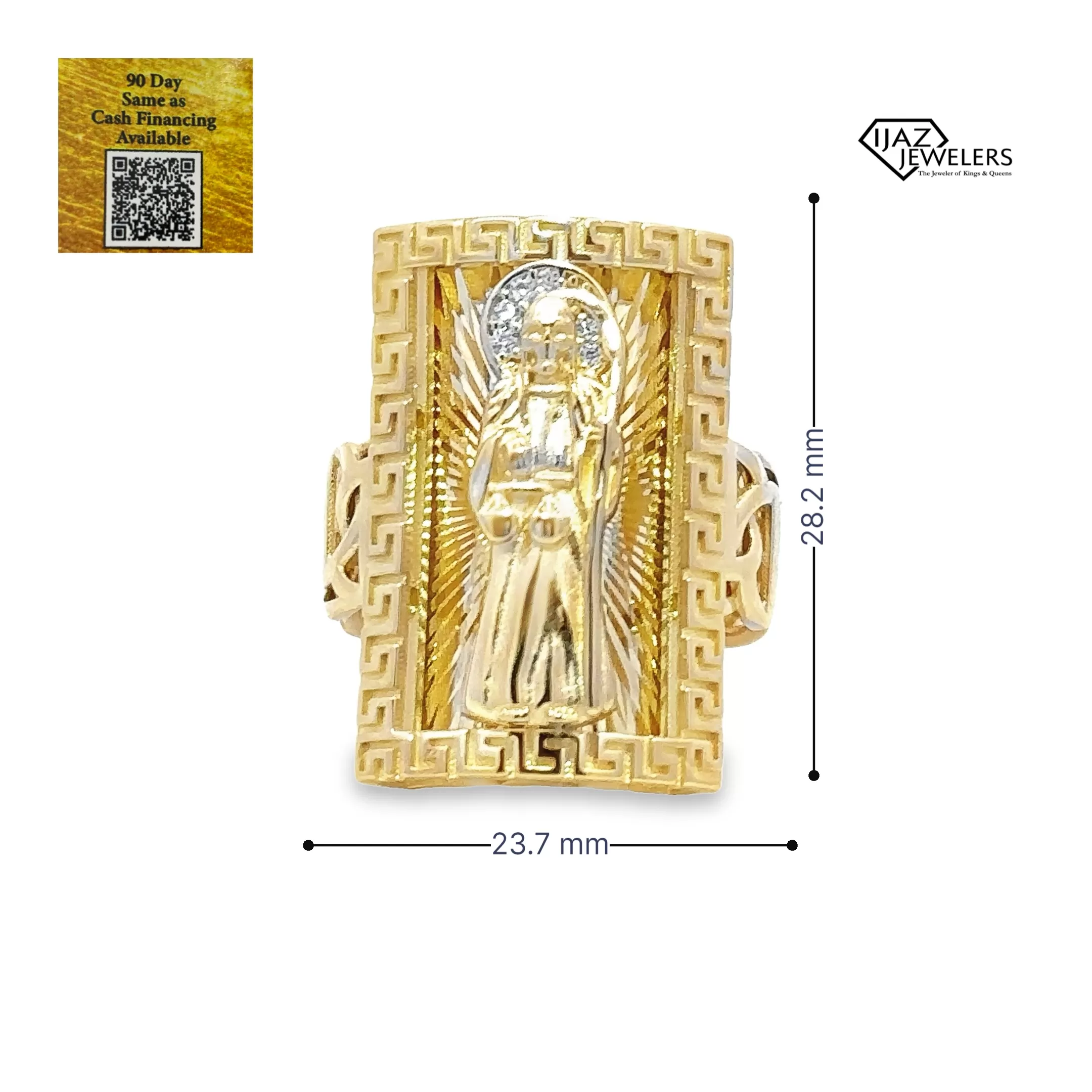 10K Gold CZ Santa Muerte Ring