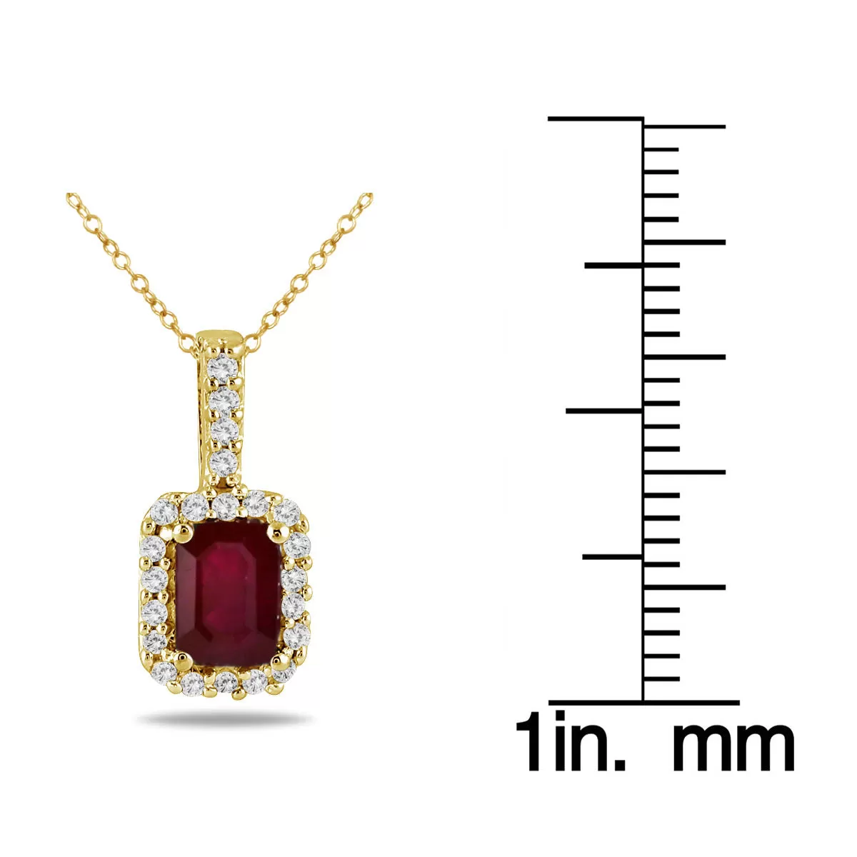 1/10 Carat Diamond And Ruby Pendant In 10K Yellow Gold