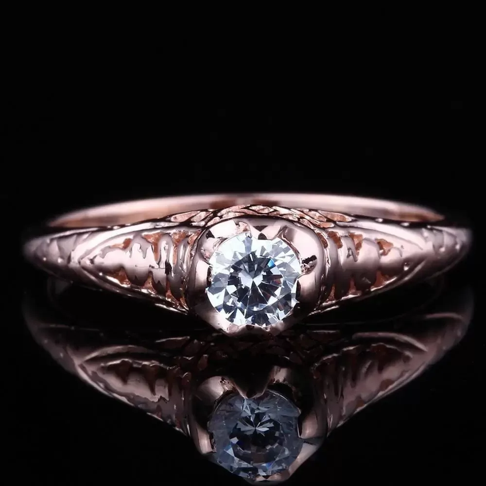 14k Rose Gold Vintage / Unique Moissanite Ring 0.3ct