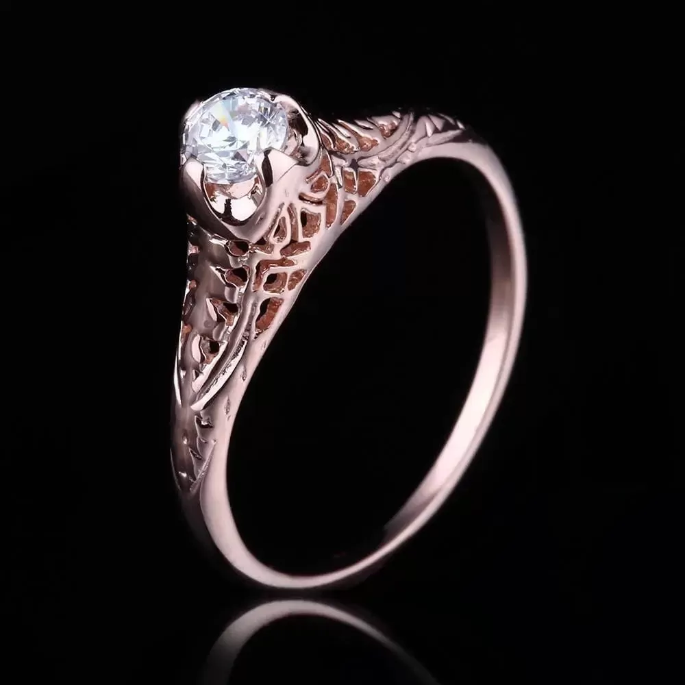 14k Rose Gold Vintage / Unique Moissanite Ring 0.3ct