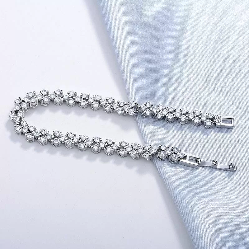 14K White Gold Geometric Diamond Bracelet