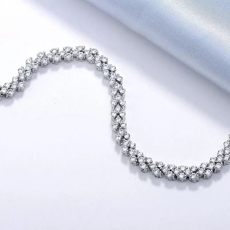 14K White Gold Geometric Diamond Bracelet