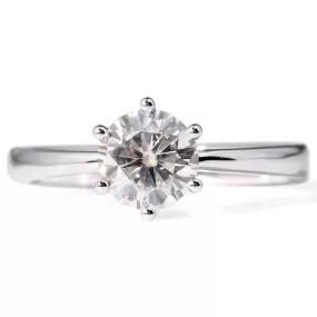 14k White Gold Solitaire Moissanite Ring 1ct