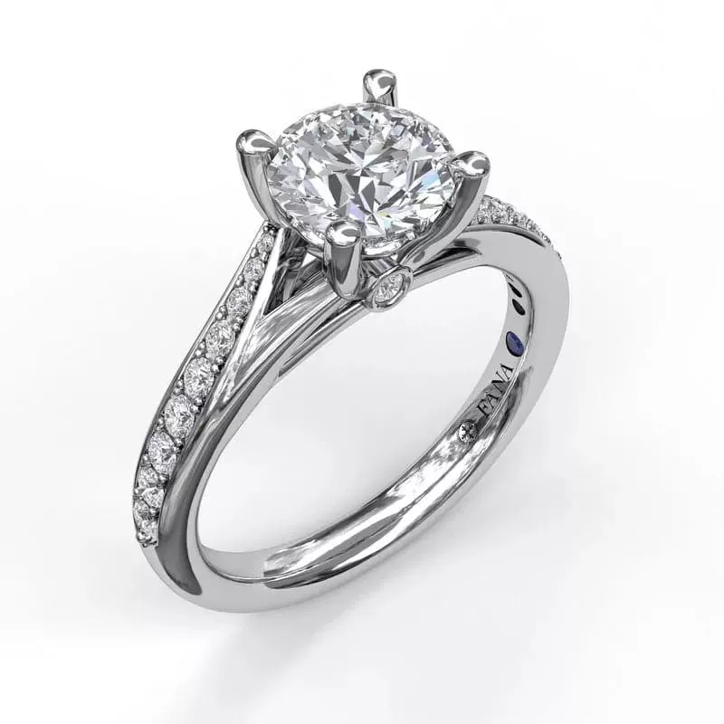 14K WHITE GOLD SPLIT SHOULDER DIAMOND ENGAGEMENT RING MOUNTING (SETTING ONLY)