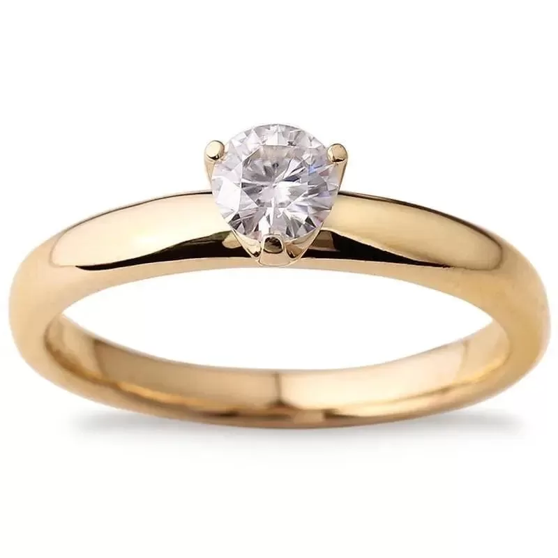 14k Yellow Gold Solitaire Moissanite Ring 0.4ct