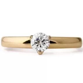 14k Yellow Gold Solitaire Moissanite Ring 0.4ct