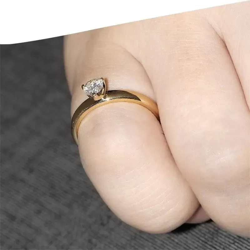 14k Yellow Gold Solitaire Moissanite Ring 0.4ct