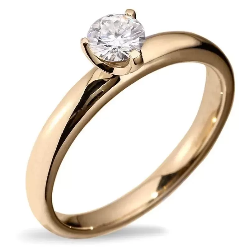 14k Yellow Gold Solitaire Moissanite Ring 0.4ct