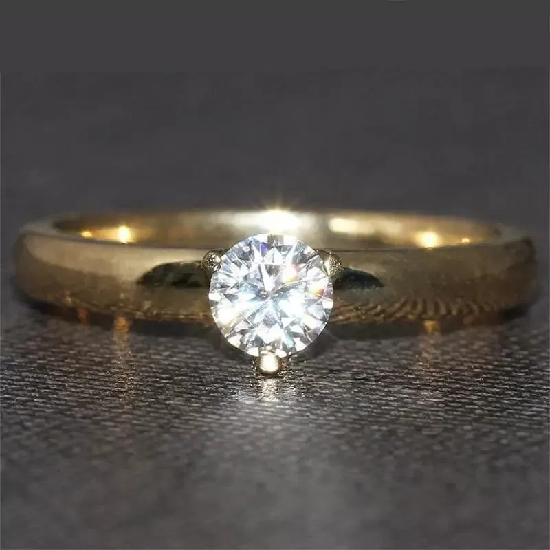 14k Yellow Gold Solitaire Moissanite Ring 0.4ct