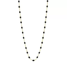 18K Gold Black Resin Beaded Classic Necklace