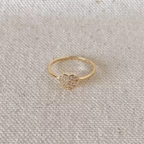 18k Gold Filled Dainty Cubic Zirconia Heart Ring