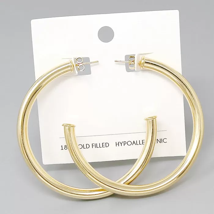 18K Gold Filled Tube Hoop Earrings