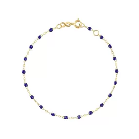 18K Gold Lapis Blue Resin Beaded Classic Bracelet