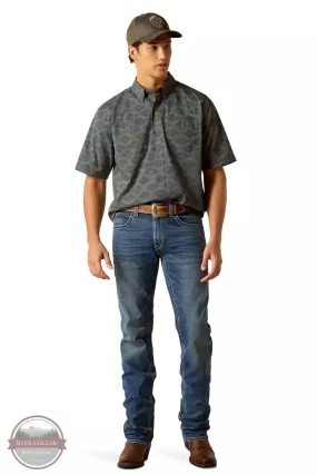 360 Airflow Classic Fit Short Sleeve Shirt in a Gray & Teal Print by Ariat 10048568