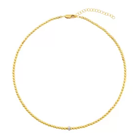 3MM Signature Necklace with 14K Diamond Rondelle