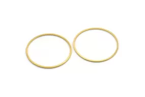 40mm Circle Connectors - 4 Gold Plated Brass Circle Connectors (40x1x1mm) A6093 H0422