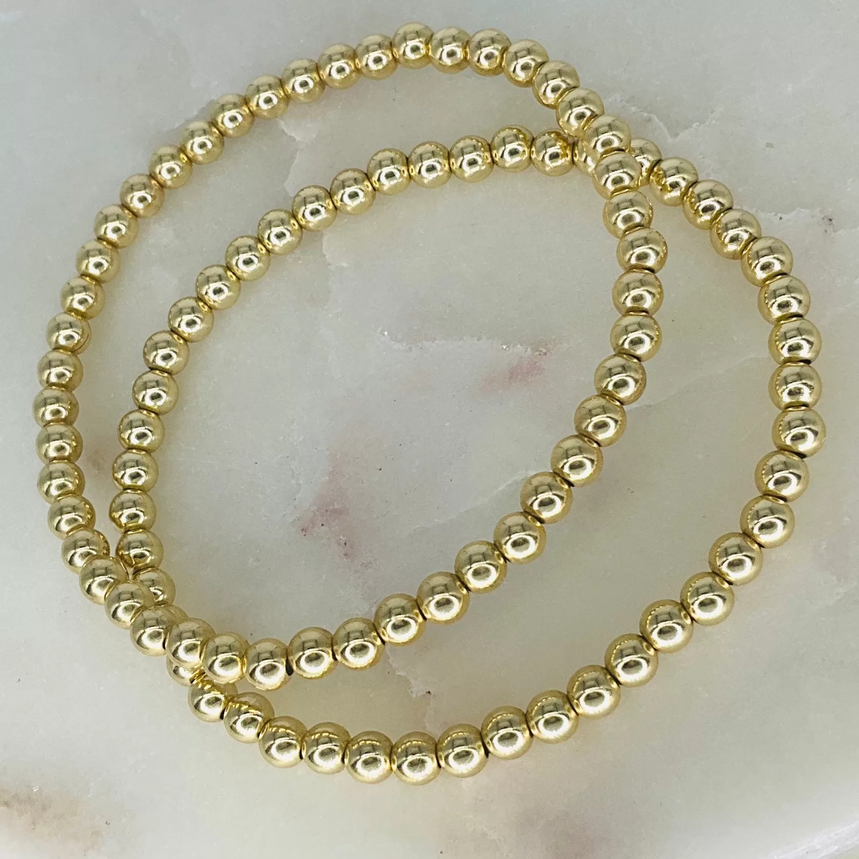 4mm Gold Bead Bracelet