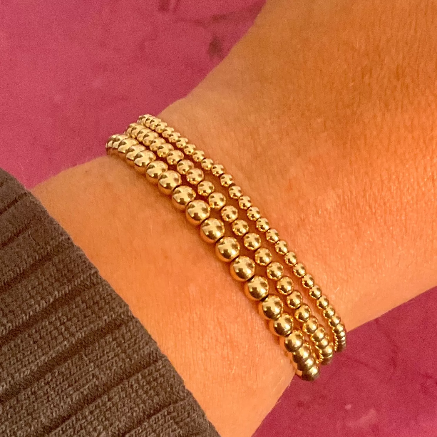 4mm Gold Bead Bracelet