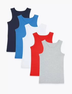 5 Pack Pure Cotton Vests