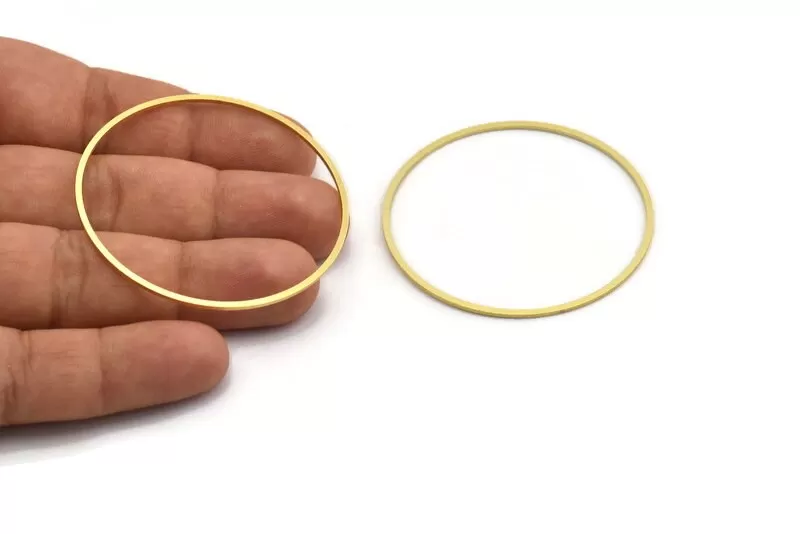 52mm Circle Connectors - 10 Raw Brass Circle Connectors (52x1.3x1mm) A6095