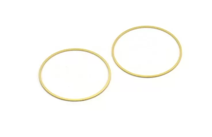 52mm Circle Connectors - 10 Raw Brass Circle Connectors (52x1.3x1mm) A6095