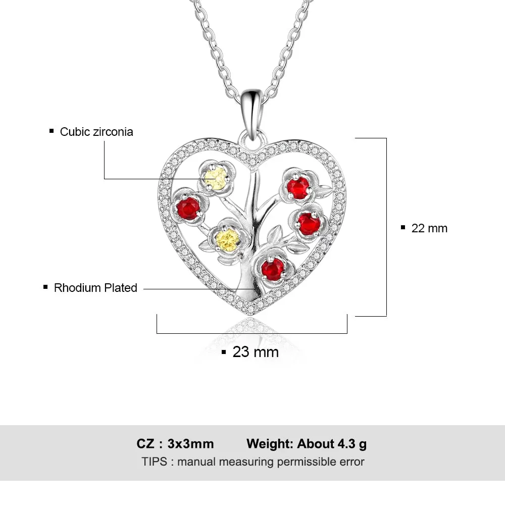 6 Birthstone Flower Necklace Elegant Personalized Heart Pendants for Women Unique Gift for Girlfriend