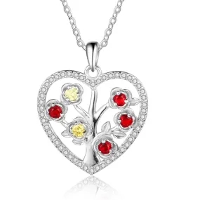 6 Birthstone Flower Necklace Elegant Personalized Heart Pendants for Women Unique Gift for Girlfriend