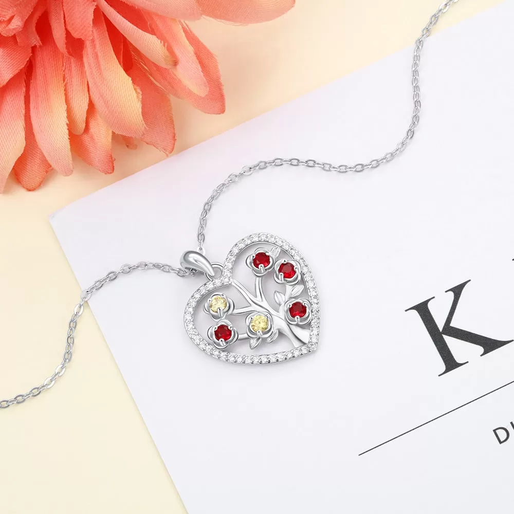 6 Birthstone Flower Necklace Elegant Personalized Heart Pendants for Women Unique Gift for Girlfriend