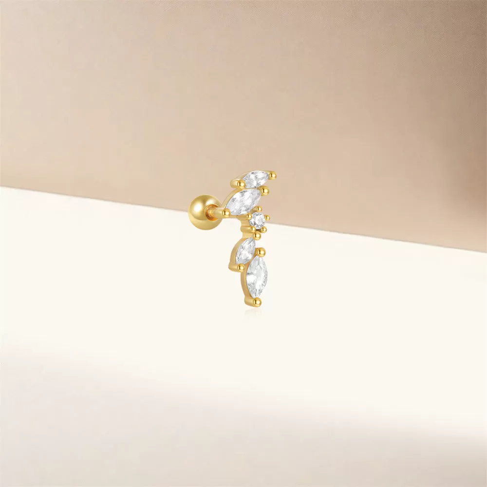 925 Silver CZ Diamond Drop Ball Back Earrings