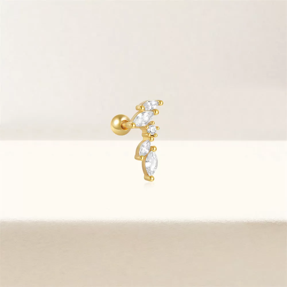 925 Silver CZ Diamond Drop Ball Back Earrings