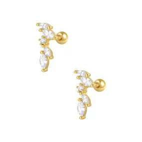 925 Silver CZ Diamond Drop Ball Back Earrings