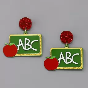 ABC Chalkboard Teacher Acrylic Earrings