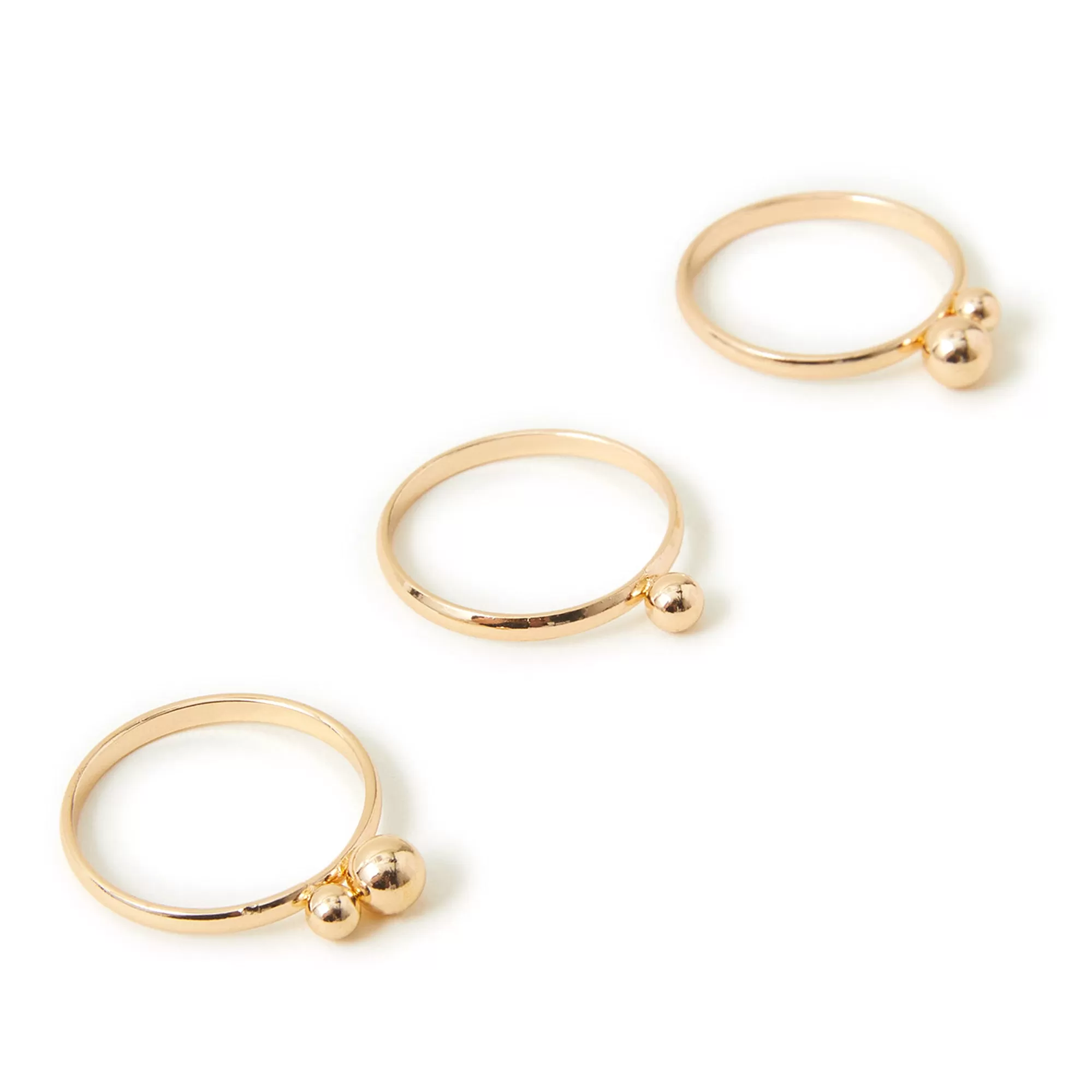 Accessorize London Women's Beaded Rings Set Of Three Gold-Small