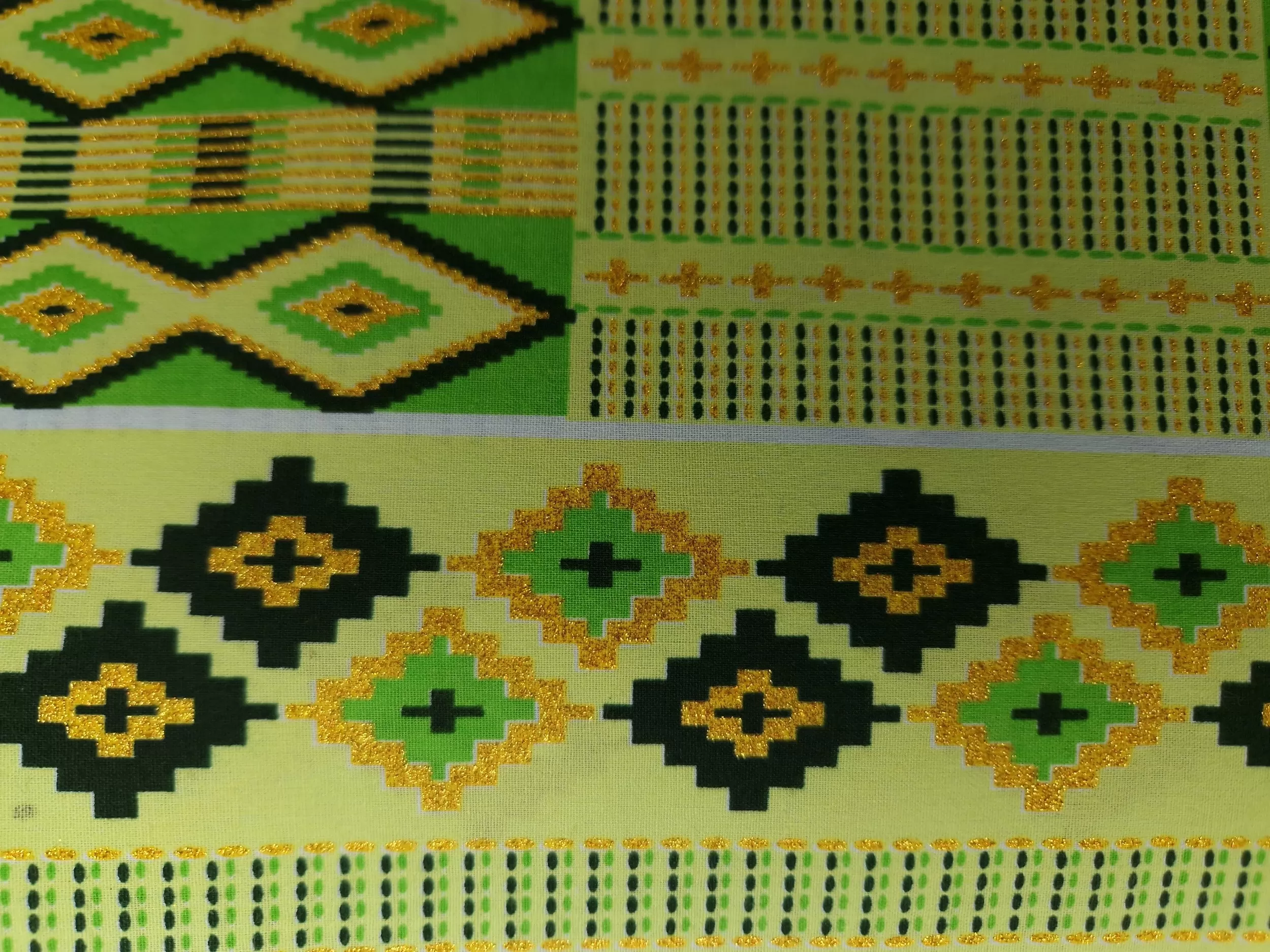 African print fabric - Exclusive Embellished Glitter effects 100% cotton - PO-4999 Kente Gold Lime