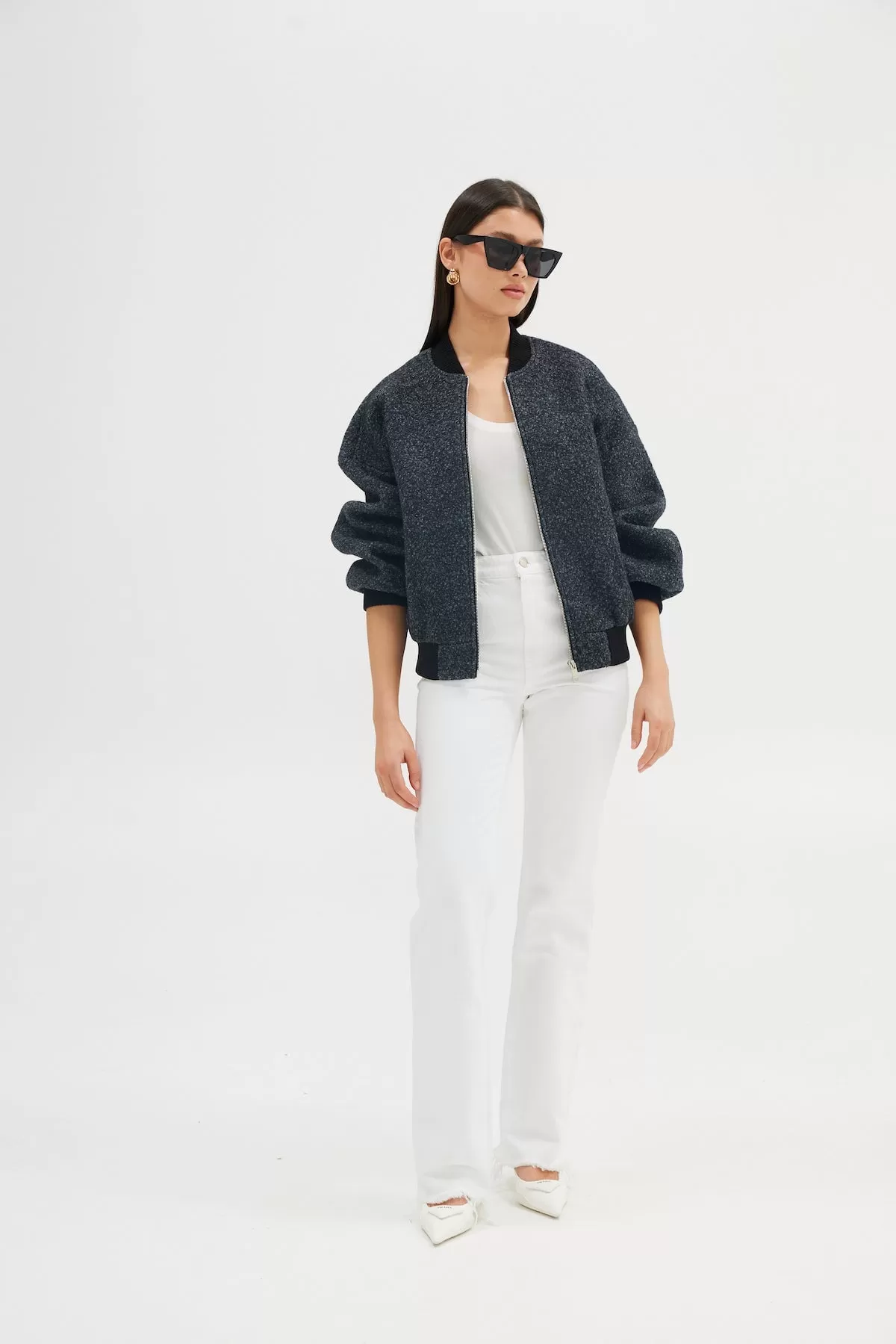 Alanna Boucle Bomber - Charcoal