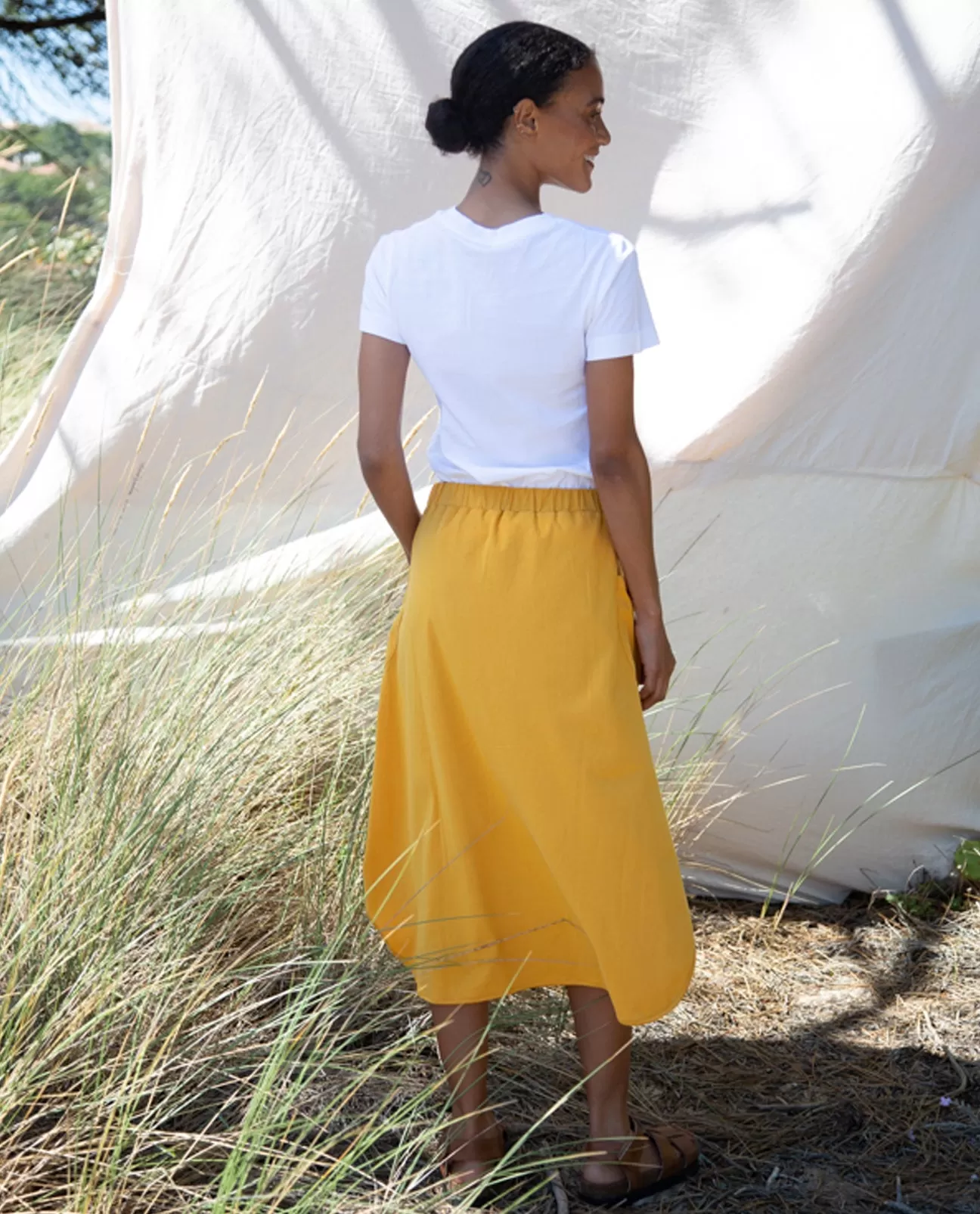 Allegra Organic Cotton Skirt In Ochre