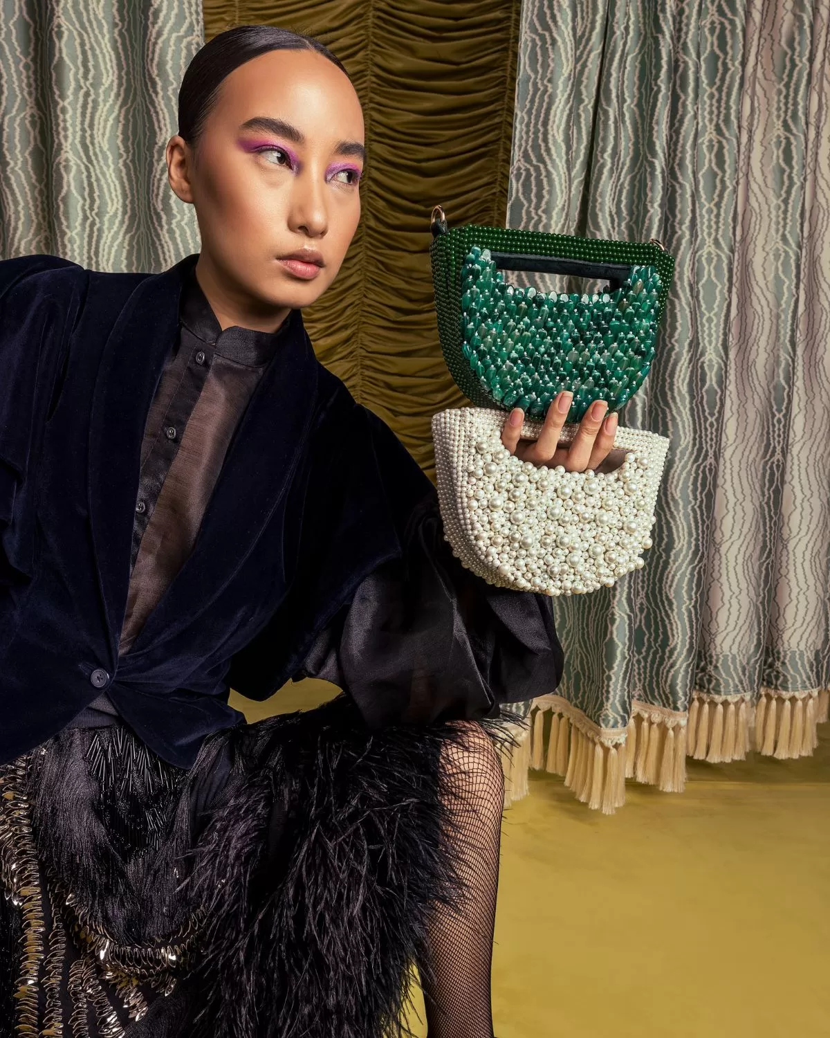 Amaal Emerald Green Crescent Bag