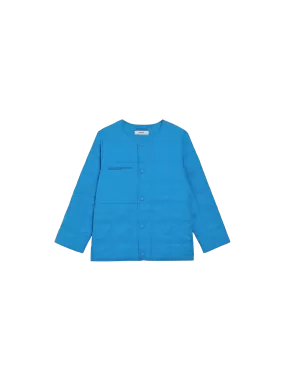 Archive Kid’s Flower-Warmth Quilted Collarless Jacket—cerulean blue