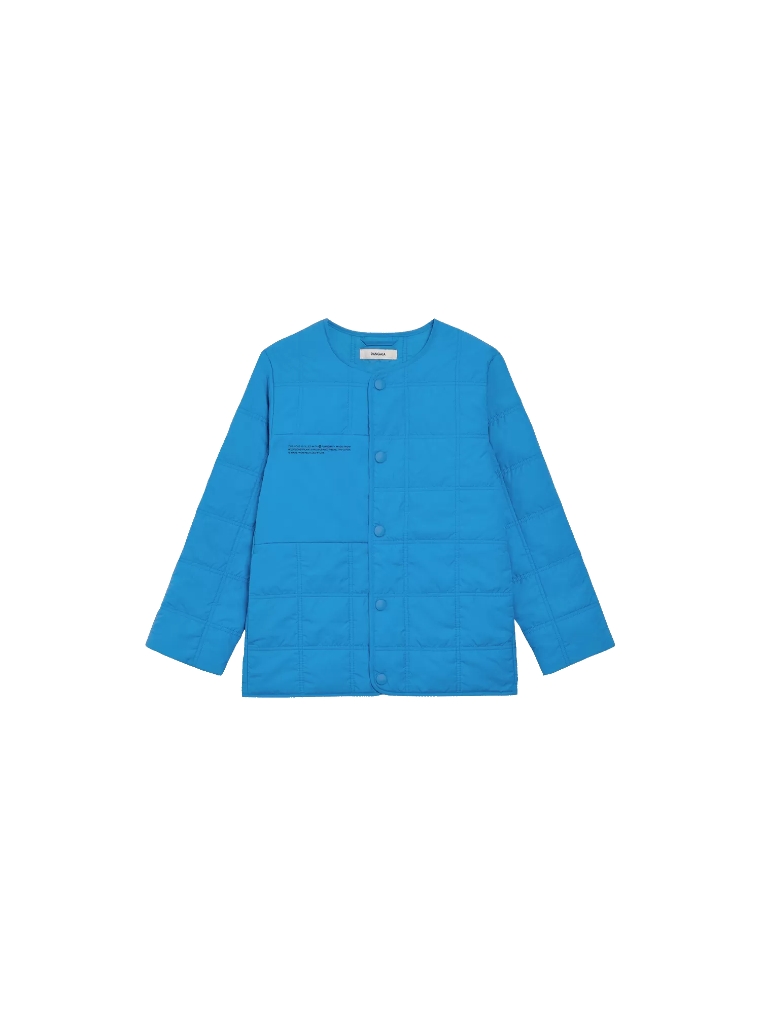 Archive Kid’s Flower-Warmth Quilted Collarless Jacket—cerulean blue