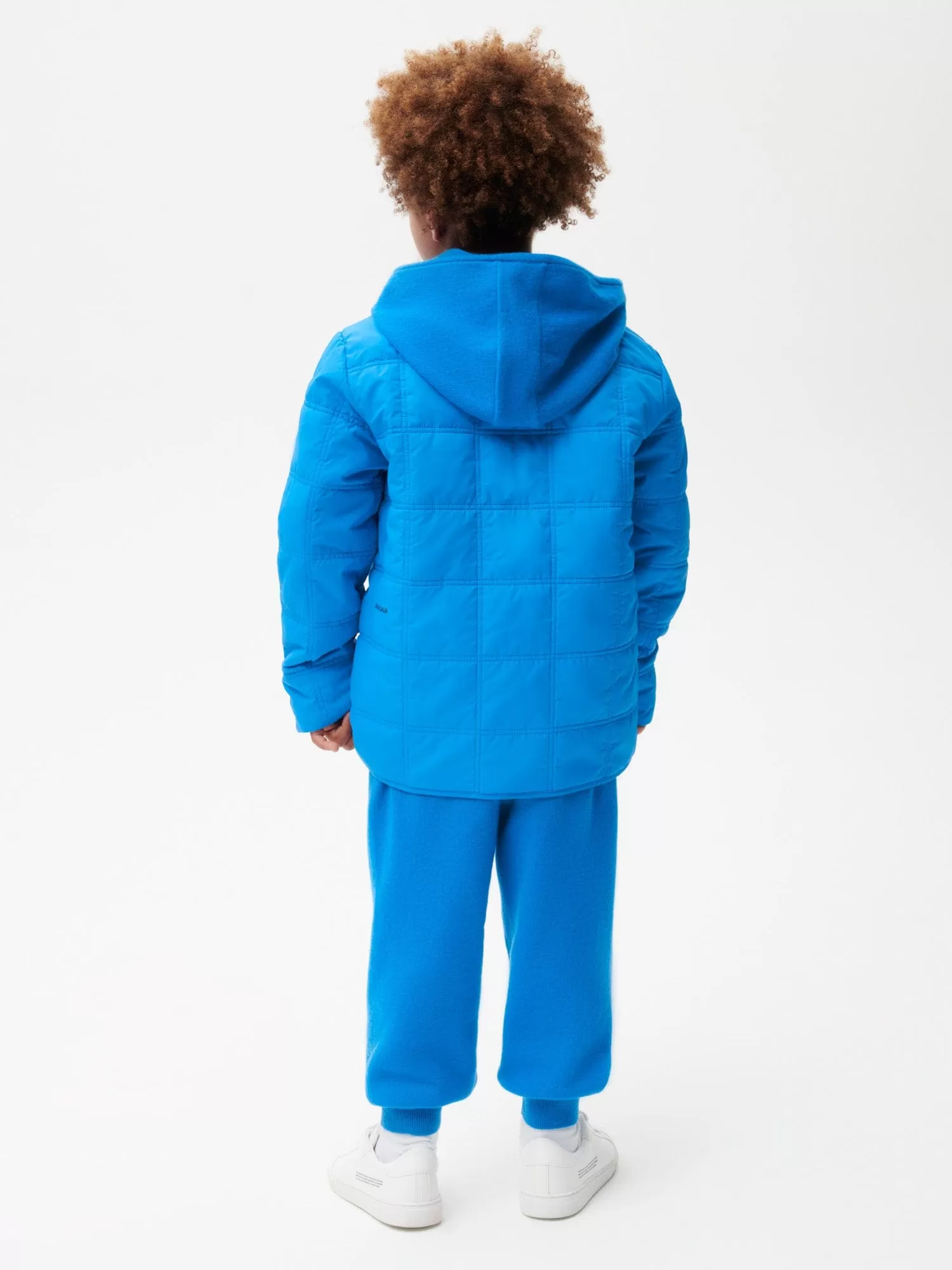 Archive Kid’s Flower-Warmth Quilted Collarless Jacket—cerulean blue