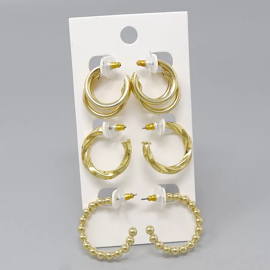 Assorted Hoop Earrings Set