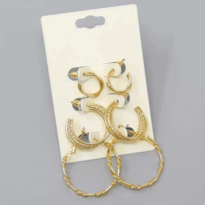 Assorted Metal Hoop Earring Set