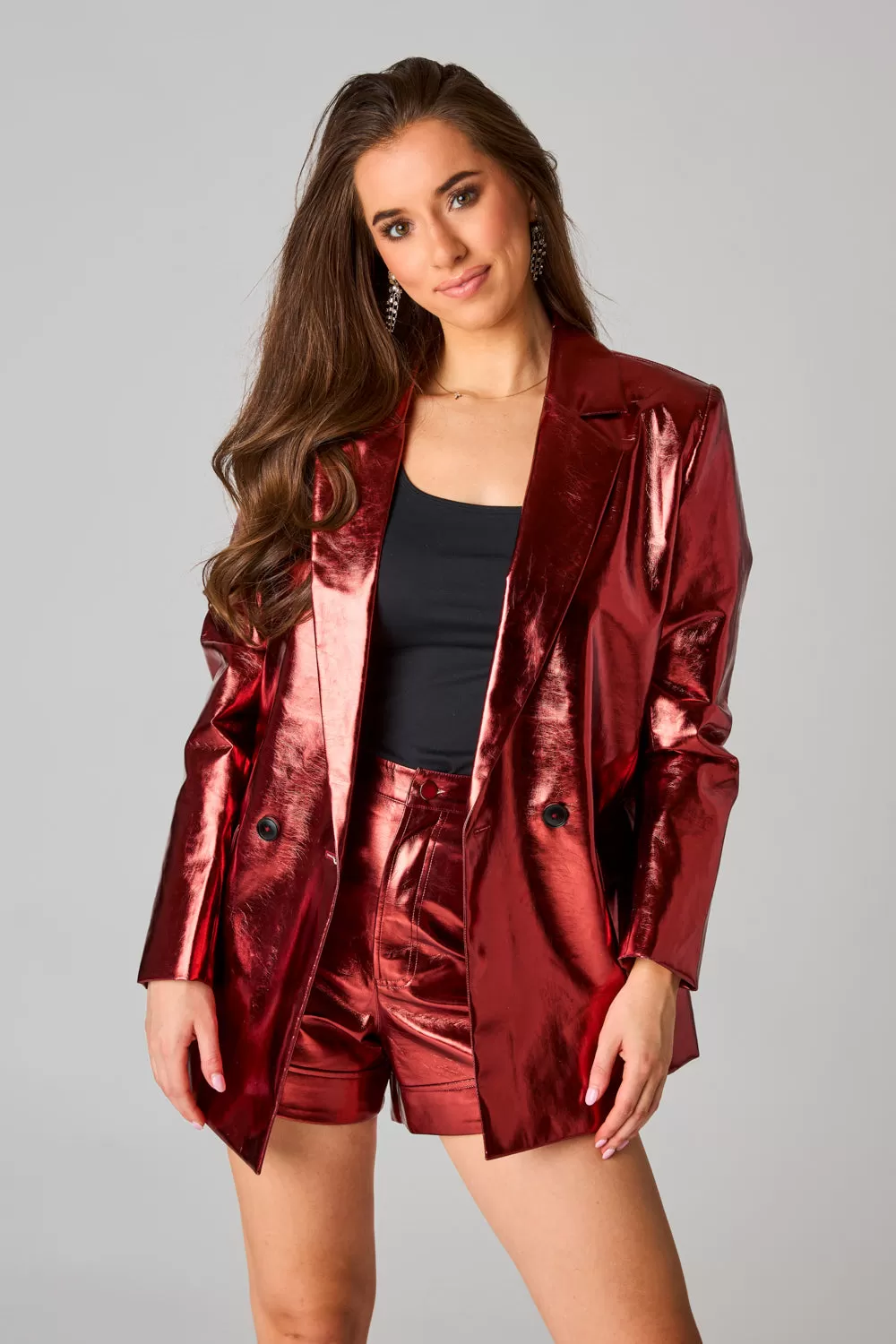 Avery Oversized Metallic Blazer - Bronze