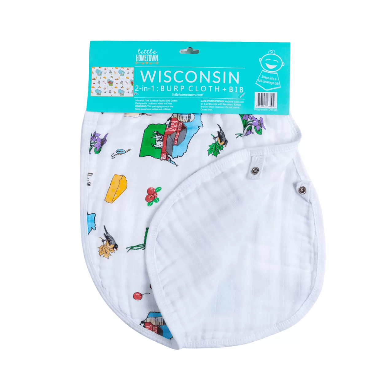 Baby Burp Cloth & Bib Combo: Wisconsin