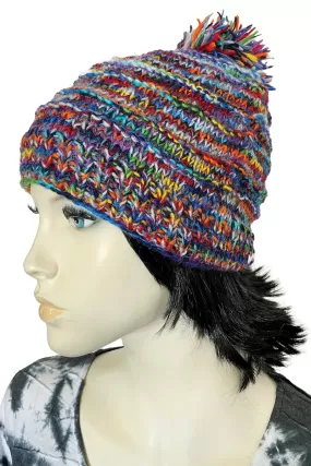 Beanie Hat Multicolor Pom-Pom