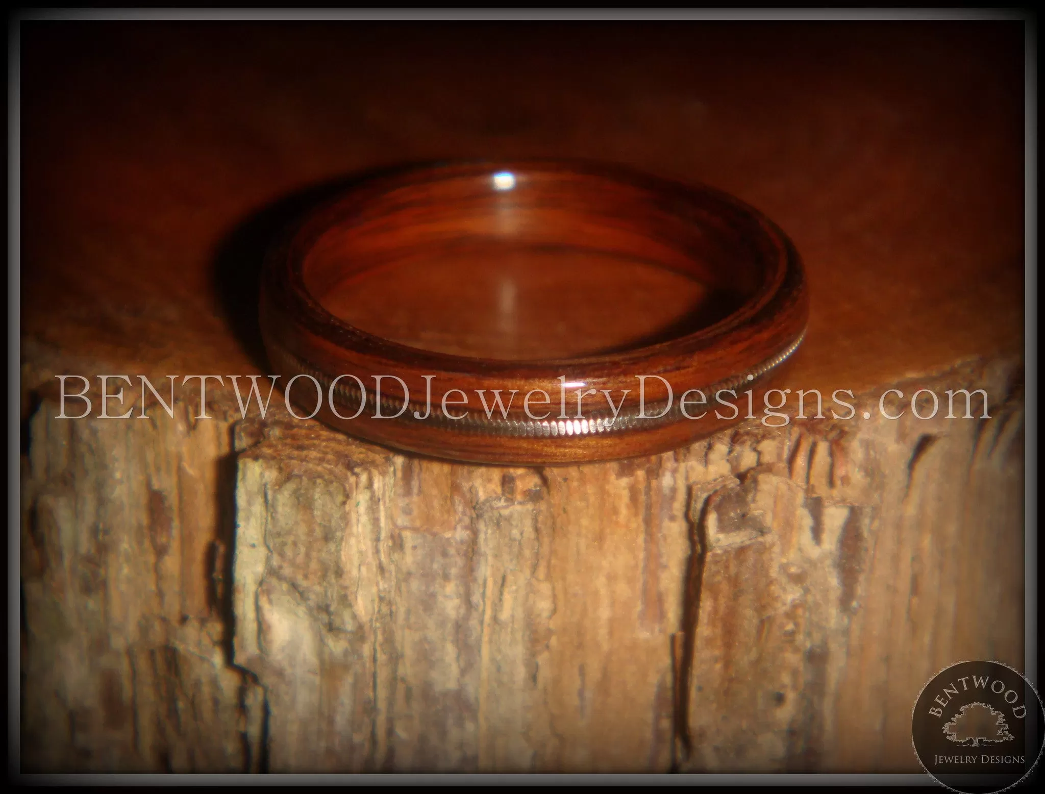 Bentwood Ring - Electric Rosewood Wood Ring with Guitar String Inlay