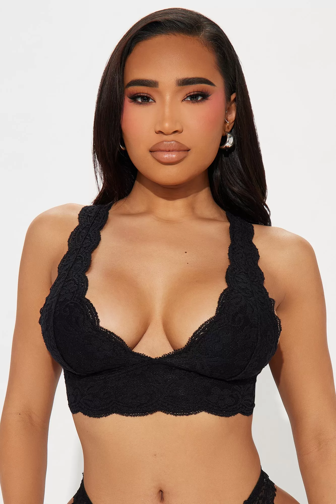 Bianca Lace Triangle Bralette - Black